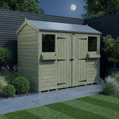 Total Sheds 8ft x 4ft Apex Summer Shed - Toughened Glass External Planters - Pressure Treated Timber - UK Manufactured