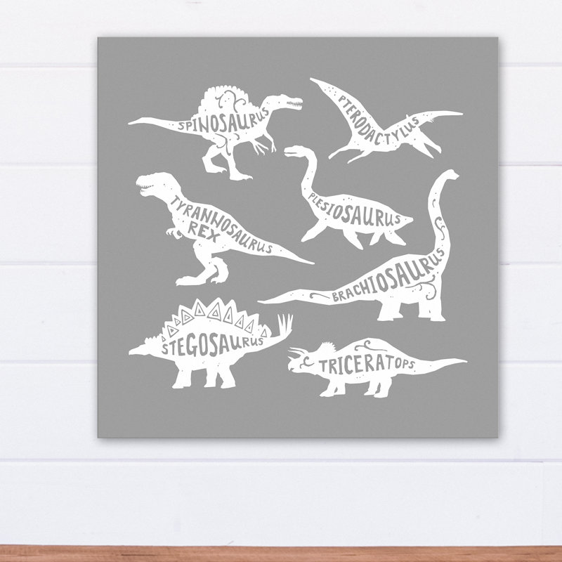Art sur toile dino names Amapola, H 24 po x l 24 po x P 1,25 po, Gris / blanc
