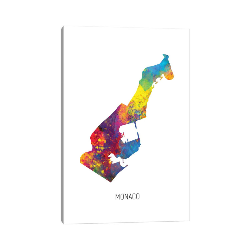 Monaco Map by Michael Tompsett - Wrapped Canvas Print, 66.04 cm H x 45.72 cm W x 1.91 cm D