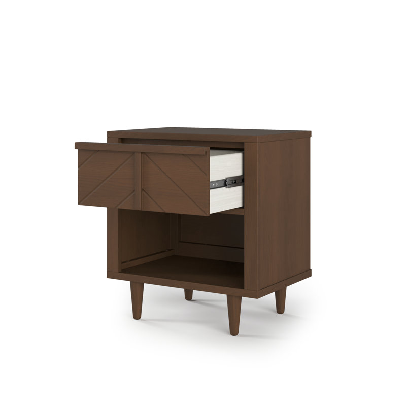 Surrey Hill 1-Drawer Nightstand with Shelf, Toasted Chestnut Brown