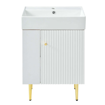 Meuble-lavabo de salle de bain avec lavabo simple en céramique