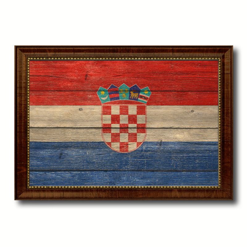 Drapeau de la Croatie, impression sur toile encadrée, H 27 po x l 39 po x P 1 po, Encadrement brun