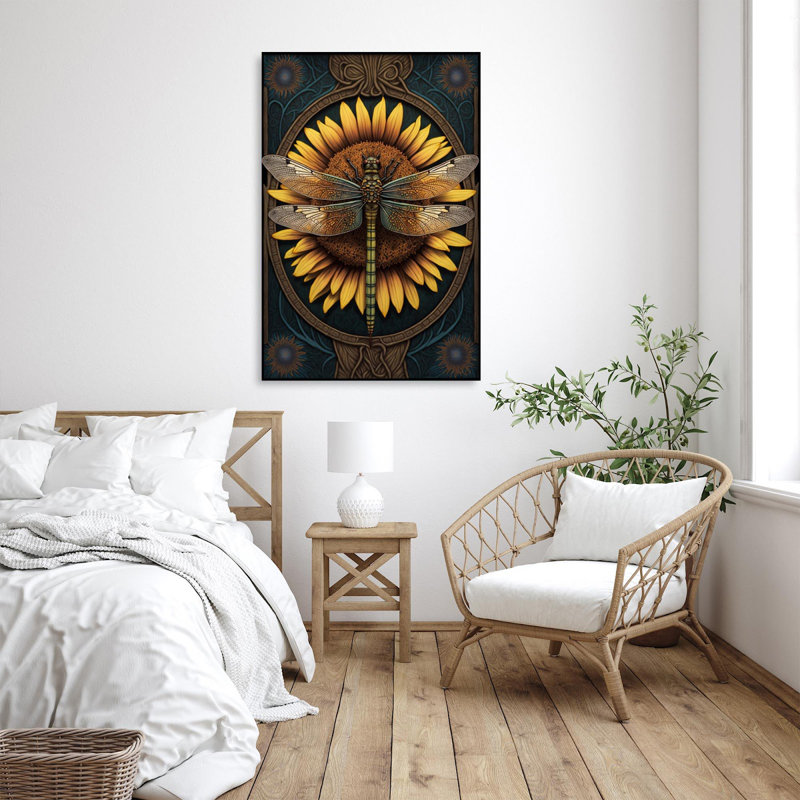 «Sunflowers and Dragonfly», impression sur toile tendue, H 20 po x L 16 po x l 1,25 po