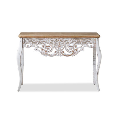 White Solid Wood Rectangular Console Table