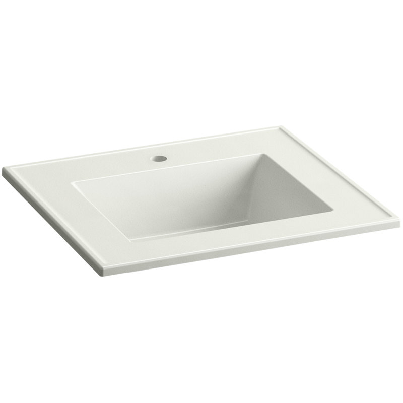 Ceramic Rectangular Drop-in Bathroom Sink with Overflow, Single, Dune Impressions