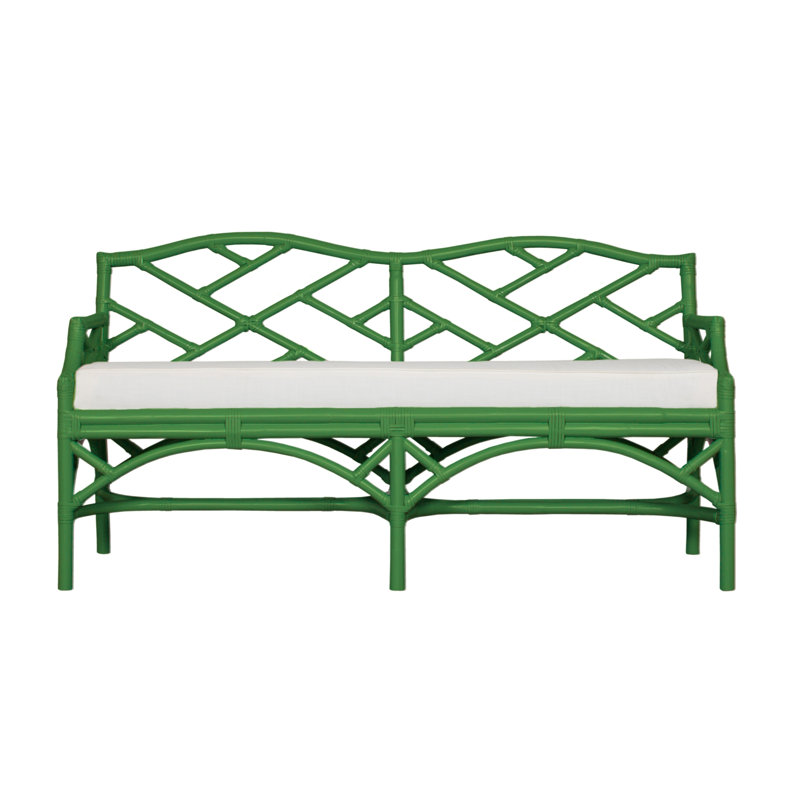 Chippendale Upholstered Bench, Bright Green