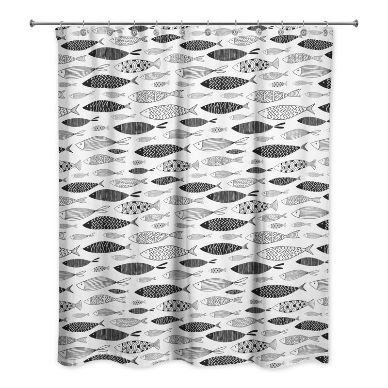 Leeann Animal Print Single Shower Curtain, White/Black