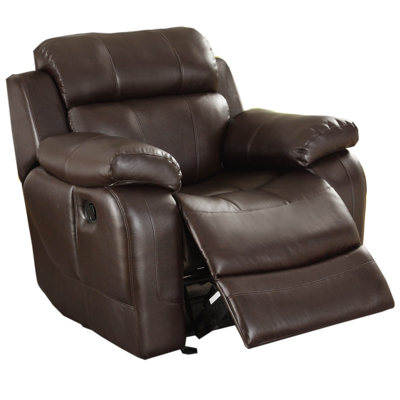 Cox Upholstered Recliner, Brown Faux Leather