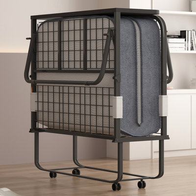 Lit escamotable 38 po avec matelas en mousse à mémoire de forme et roulettes de 4 po