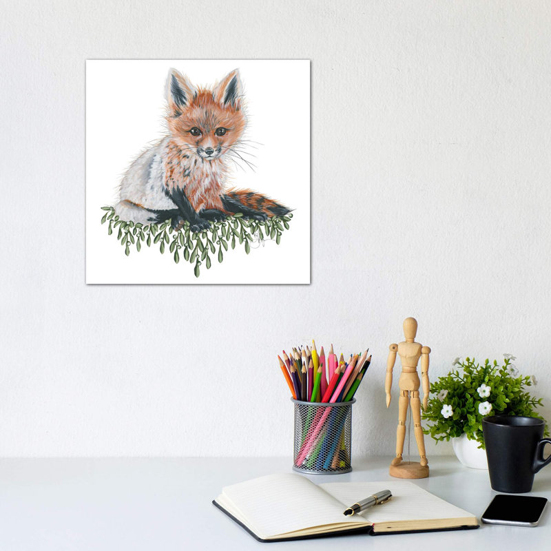 Bébé renard - reproduction d'art, Pas de tapis, Toile tendue, H 12 po x l 12 po x P 0,75 po