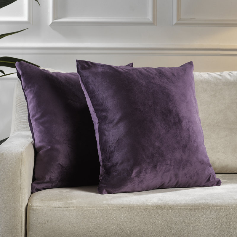 Matte Velvet Pillow Cover, 24" x 24", 48 Eggplant