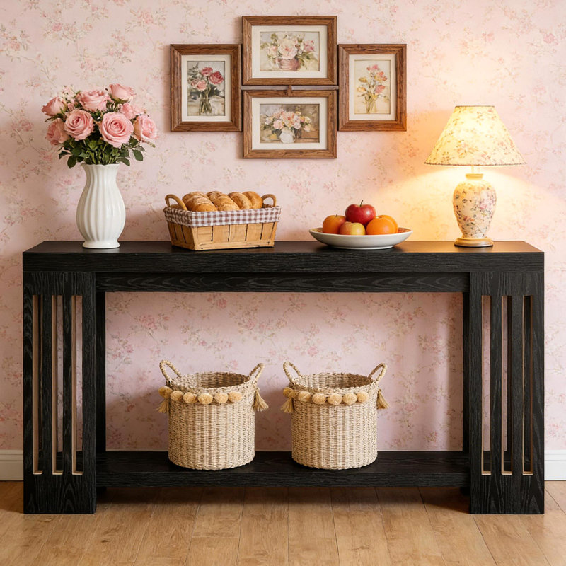 Console, table d'appoint à 2 niveaux, canapé