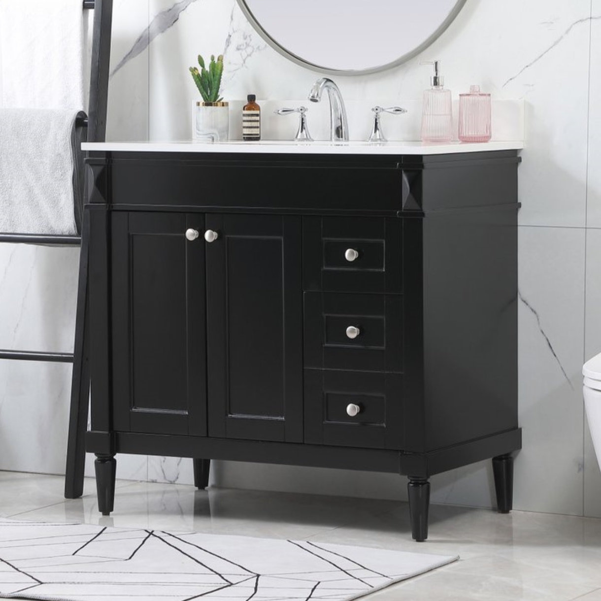 Readington Single Bathroom Vanity, Black, 36"