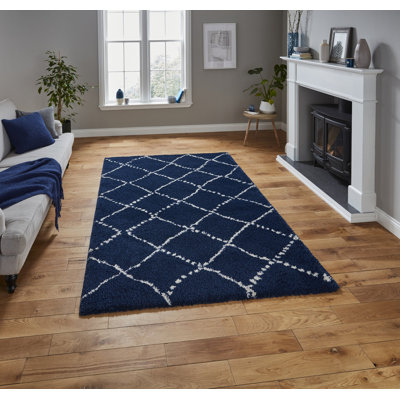 Malec area rug Machine Woven Navy