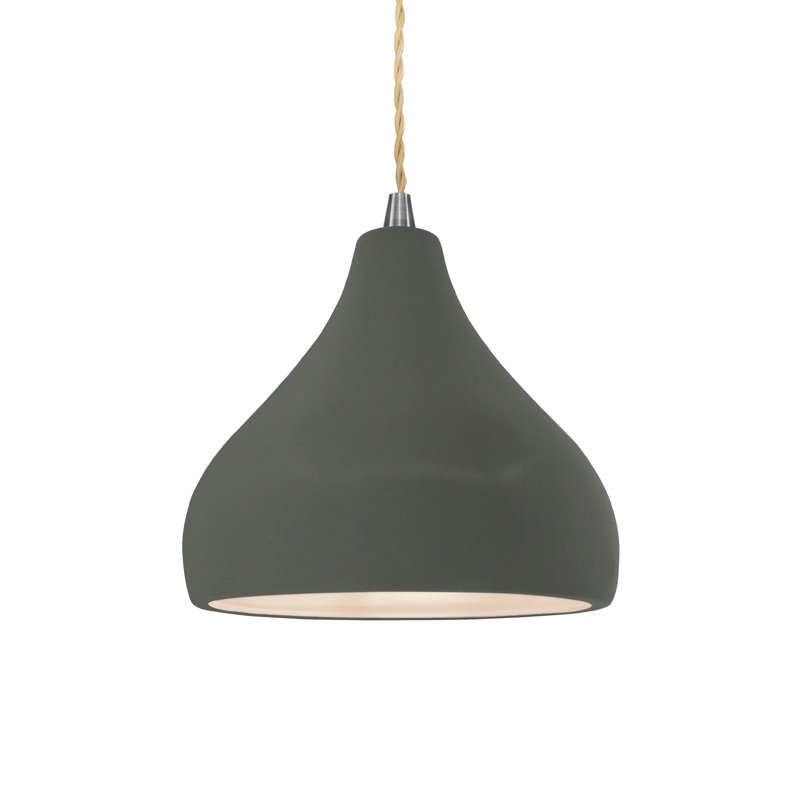 Luminaire suspendu à 1 lumière Meydan, H 7,25 po x l 8 po x P 8 po, Étain, vert, Nickel brossé