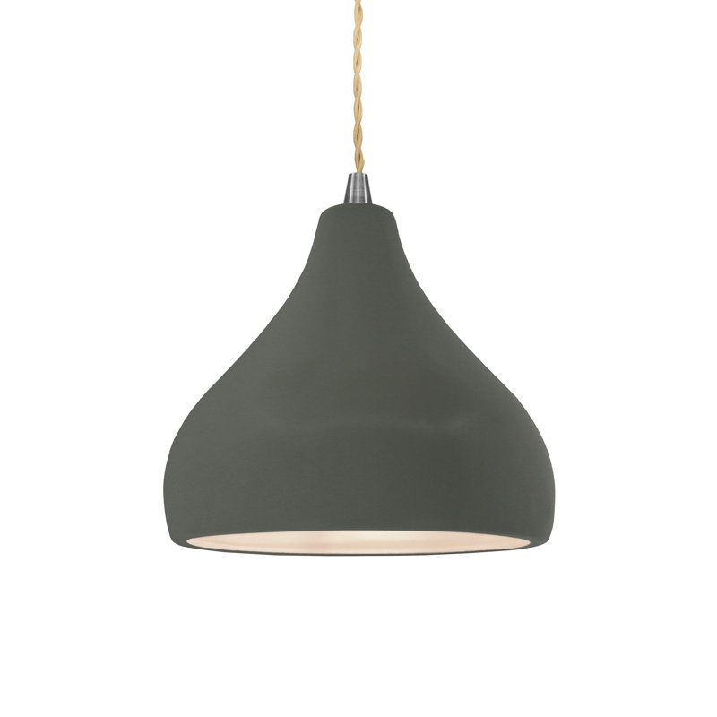 Meydan 1 - Light Single Drop Pendant, 7.25" H x 8" W x 8" D, Pewter Green, Brushed Nickel