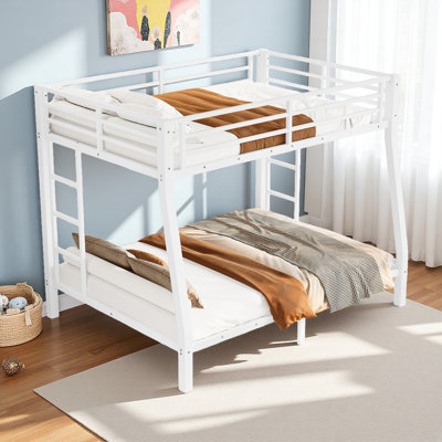 Metal Full XL Over Queen Bunk Bed For Teens And Adults,Space-Saving/Noise Reduced/No Box Spring Needed