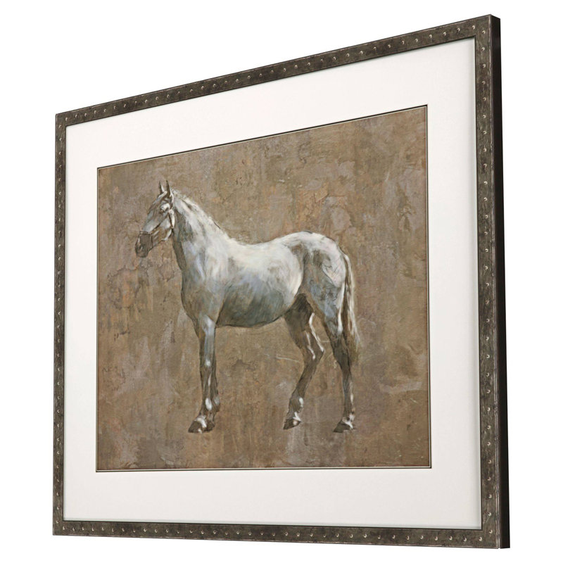 Majestic Horse Cream and Brown Framed Wall Art
