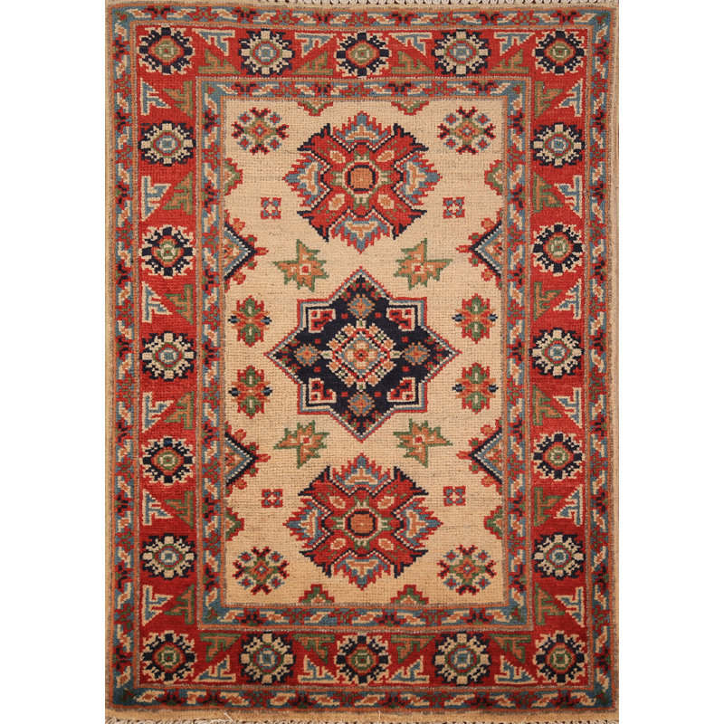 Tapis géométrique en laine Kazak