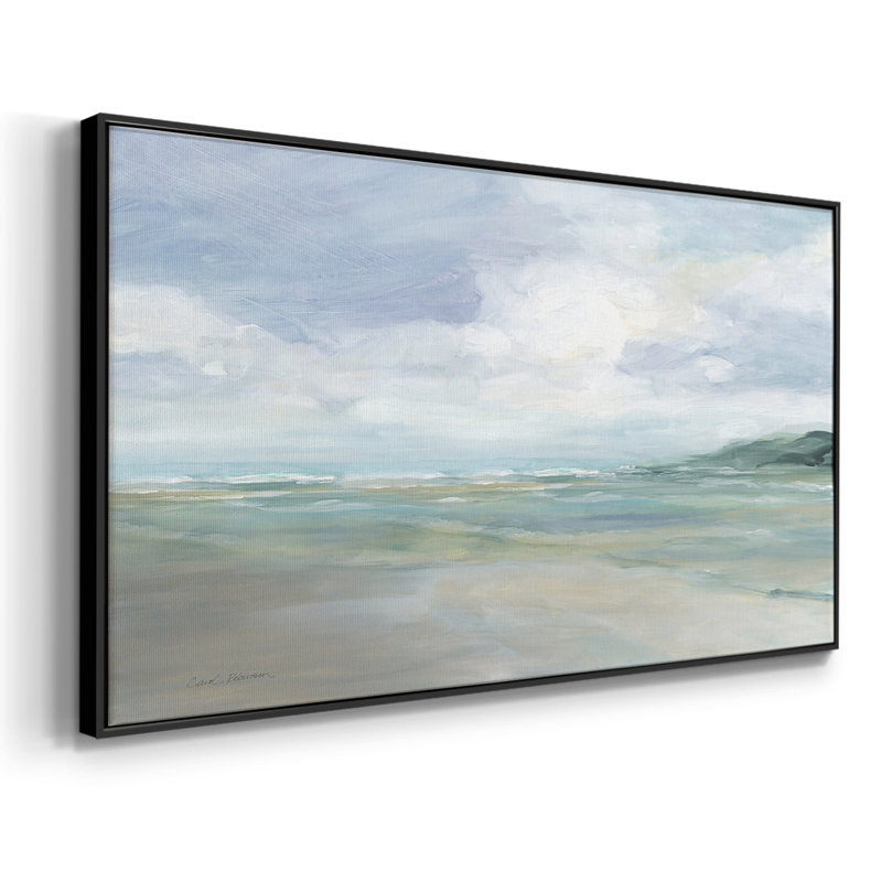 Plage de sable humide - Toile tendue avec cadre, prête à être accrochée, H 17 po x l 33 po, Noir, noir, noir, noir