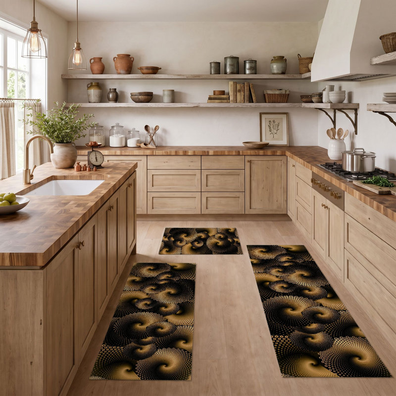 Swirl Pattern Non-Slip Washable Kitchen Mats