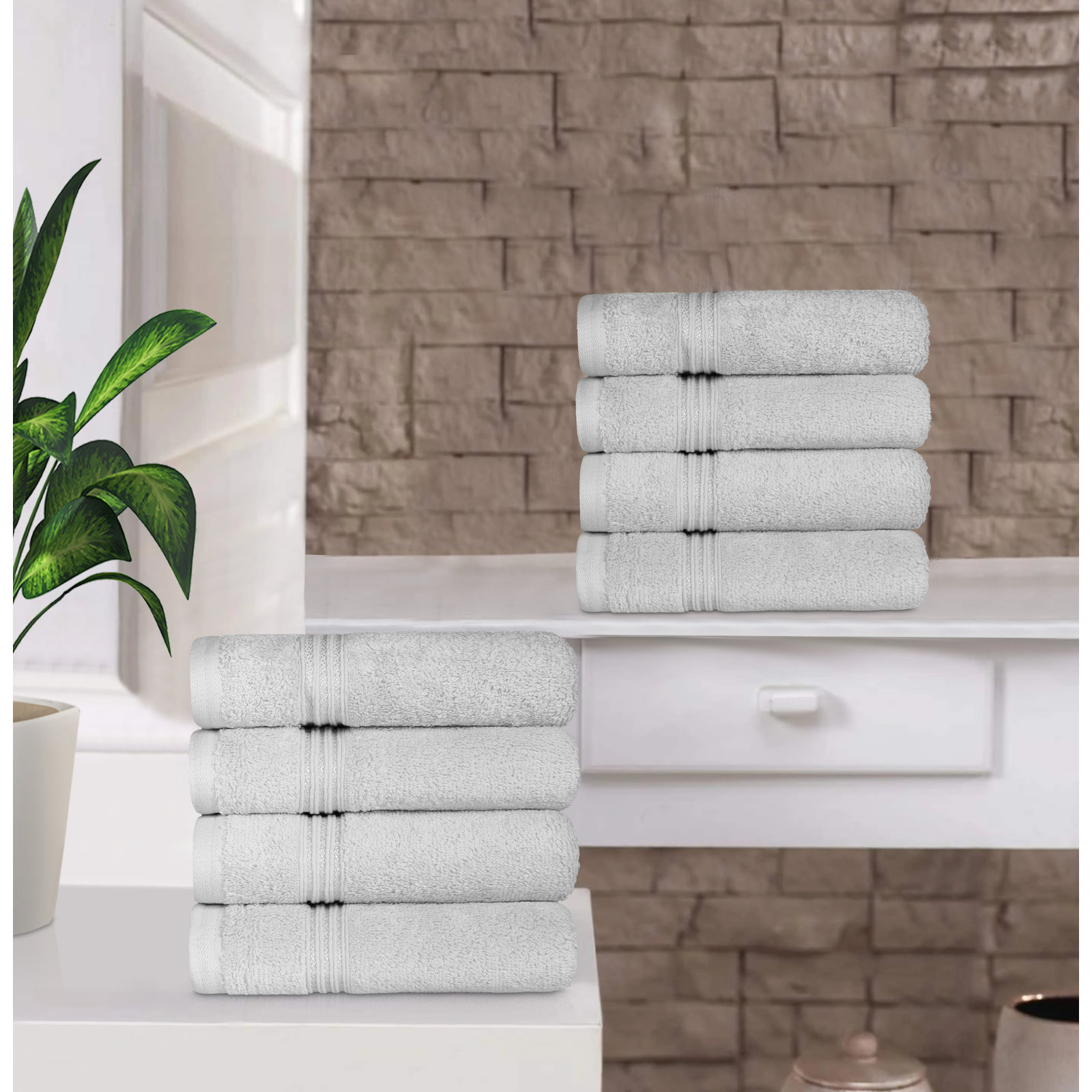 Oleg Egyptian Cotton Hand Towel Set, Silver