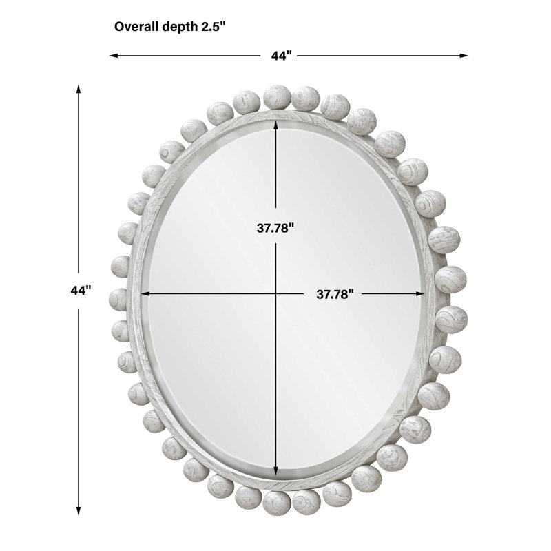  Miroir rond Cyra, ivoire vieilli