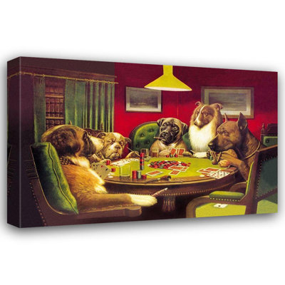Trinx Coolidge, C.M. Gallery Wrapped Canvas Art Titled: Poker Dogs: A Bold Bluff, 1903