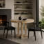 Table de salle à manger ronde extensible de style campagnard pour cuisine ou salle à manger (finition en bois naturel)-249157911