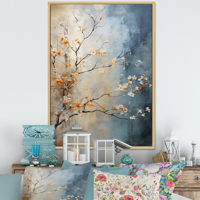 Érable orange sarcelle brillant, braises III - Art mural érable, Cadre flottant érable, H 44 po x l 34 po x P 1,5 po