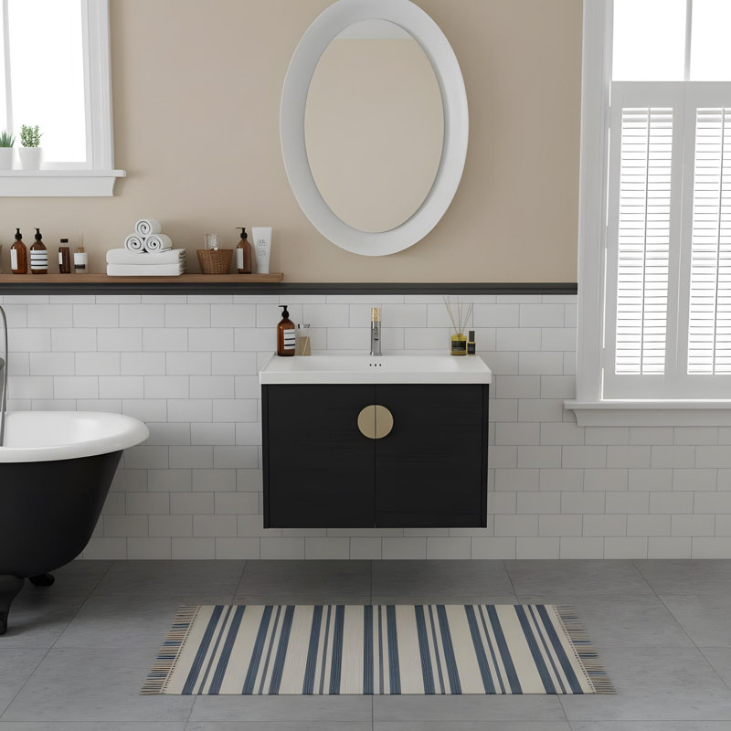 24"Soft-Close Door Bathroom Vanity with Sink, Black, 24"