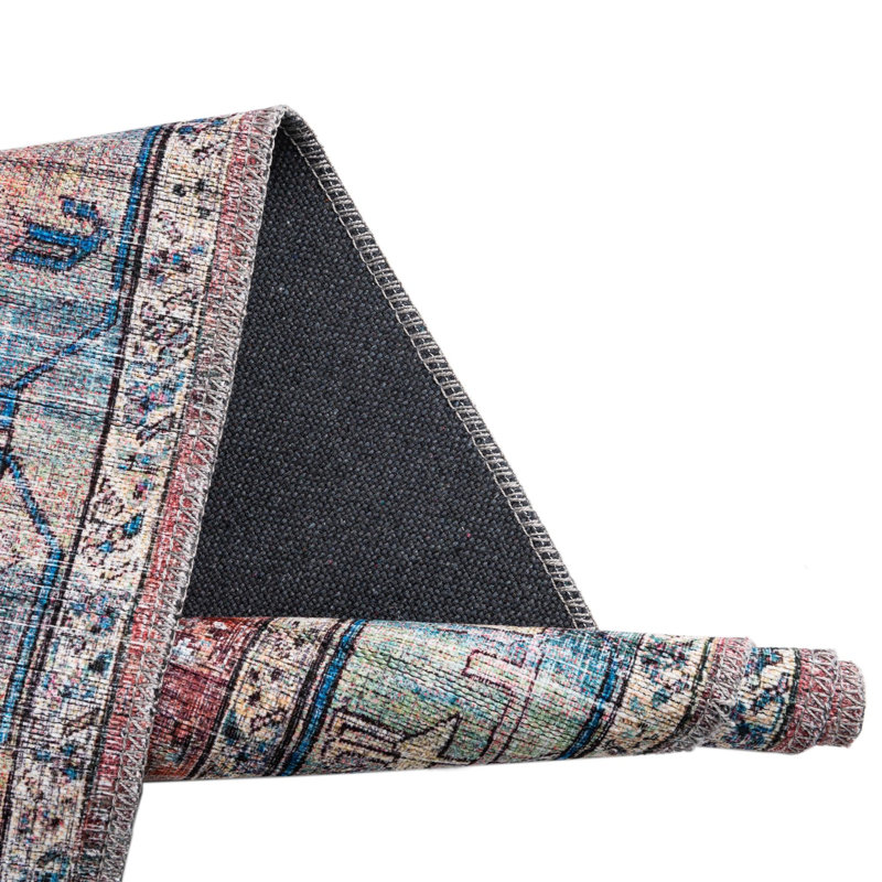 Engle Oriental Beige/Pink/Blue Area Rug, Rectangle 7'10" x 11'