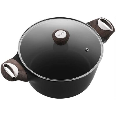 Stock Pot Nonstick 4.5 Quart Soup Pot Casserole Pot With Lid Healthy Pasta Pot Cooking Pot Black Sauce Pot With Woodgrain Bakelite Handle, All Stove C -  GoodDogHousehold, 6886AE088D2MW4K