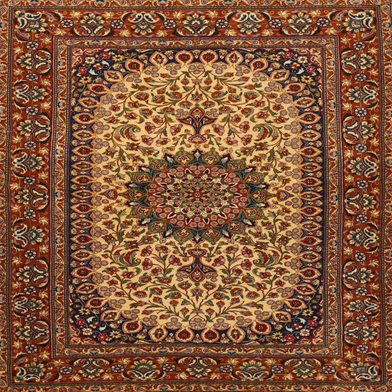 Tapis brun/beige traditionnel Fluharty, Carré 3 pi