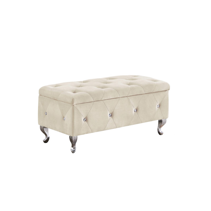 Storage Bench, Flip Top Entryway Bench Seat With Safety Hinge, Creamy White