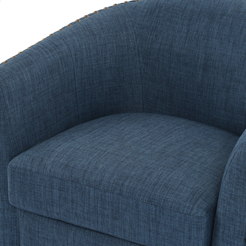Fauteuil demi-tonneau pivotant Aunna, Mélange de polyester bleu
