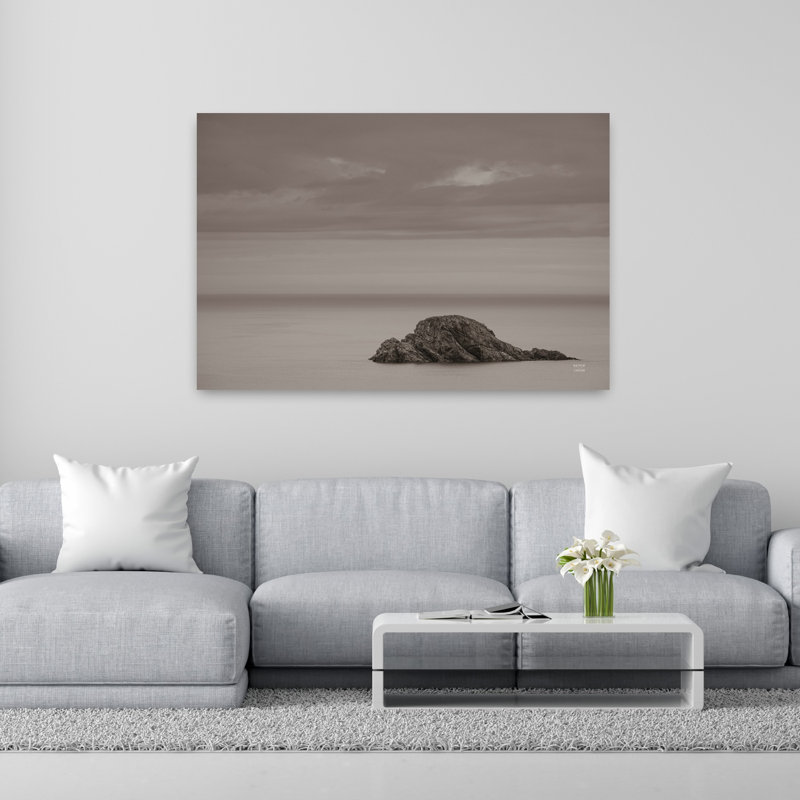 Art contemporain, paysage côtier abstrait, H 40 po x l 60 po