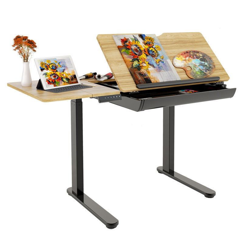 Electric Height Adjustable Drafting Draft Desk Drawing Table Desk Tiltable Tabletop