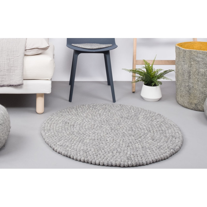 Round Solid Colour Wool Hand Woven Area Rug, Round 70cm