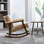 Chaise d'appoint Mid-Century moderne, chaise berçante avec structure en bois, chaises de salon rembourrées, fauteuil de lecture pour véranda de chambre à coucher-405556578