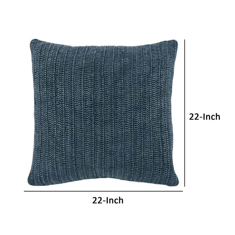 Rowan Square Cotton Pillow Cover & Insert, Blue
