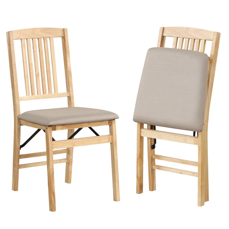 Folding Chair, Beige, Natural Wood, Beige