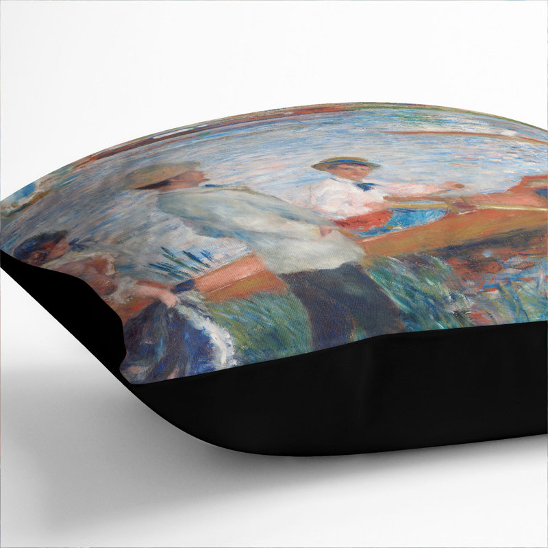 Oarsmen At Chatou Square Throw Cushion, 55cm H x 55cm W x 20cm D, Black
