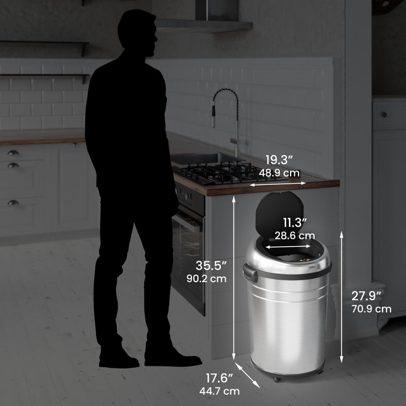 Touchless Stainless Steel Motion Sensor Trash Can, 18 gallons