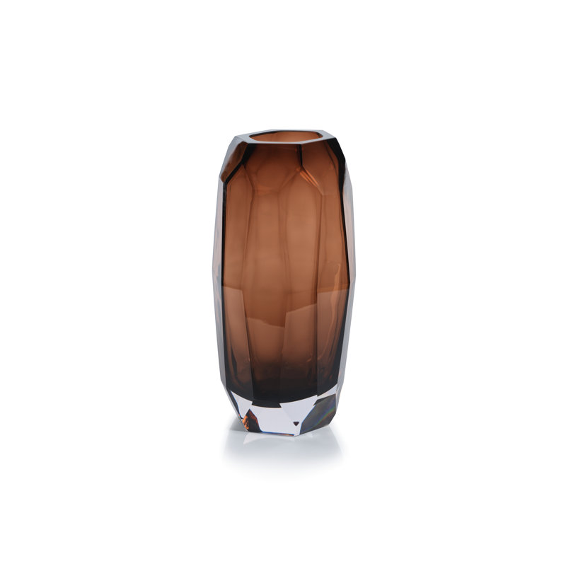 Vase de table en verre Kristanne, H 14,75 po x l 7 po x P 7 po, Amber
