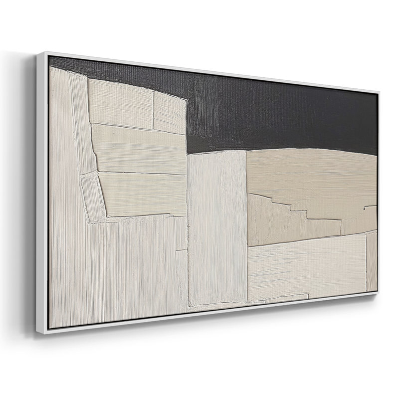 Série abstraite-DCLXVIII- Toile tendue avec châssis tendue, prête à être accrochée, H 21 po x l 41 po, Blanc