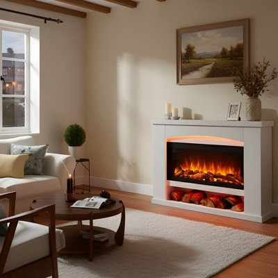 Swiridoff Castleton Fires & Fireplaces 120 cm W White Electric Fireplace with 6824.3 BTU