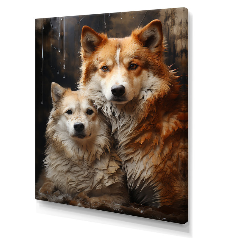 «Dog Akita Affection III», reproduction d'art mural, Toile tendue, H 20 po x l 12 po x P 1 po