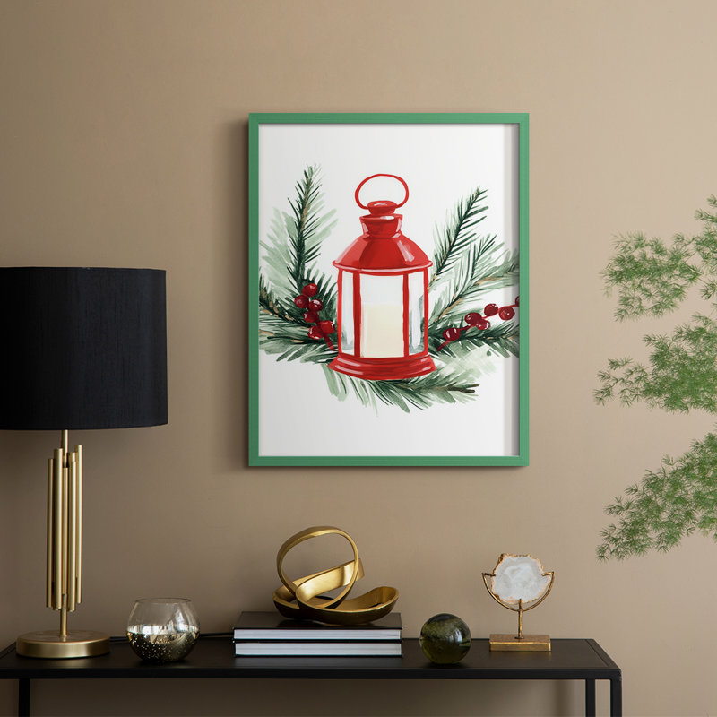 «Christmas Holiday», art encadré en bois massif CECXXXV, H 30 po x l 24 po, Vert