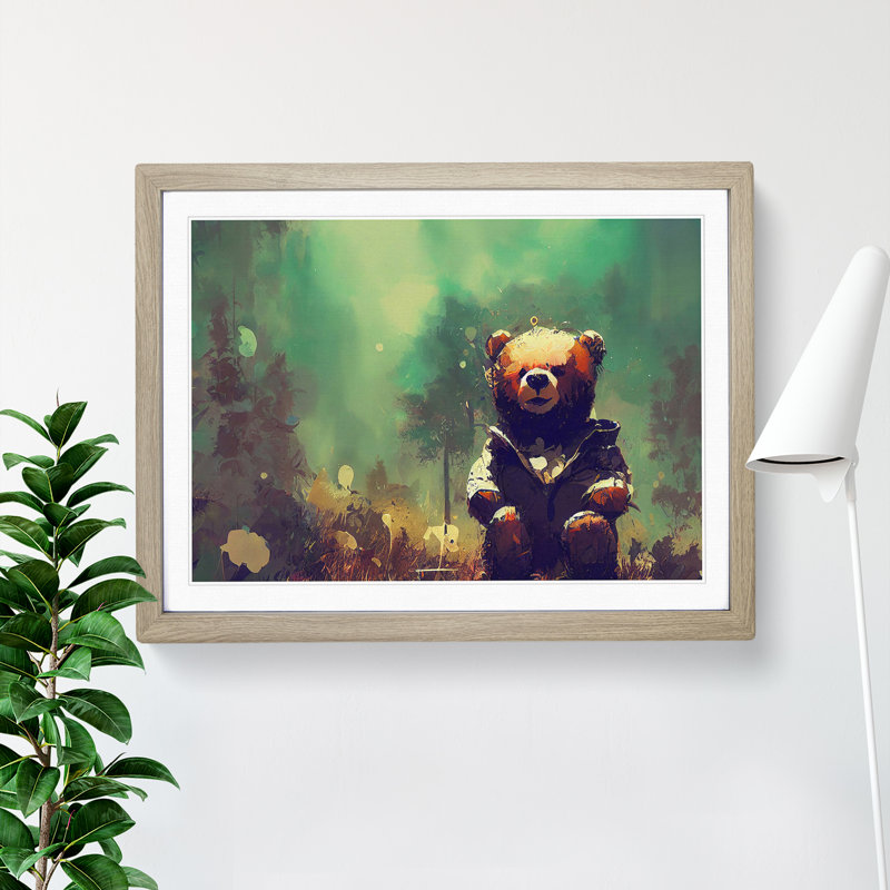 Teddy Bear Vol.2 Abstract - Single Picture Frame Print, 46cm H x 64cm W x 2cm D, Light Brown